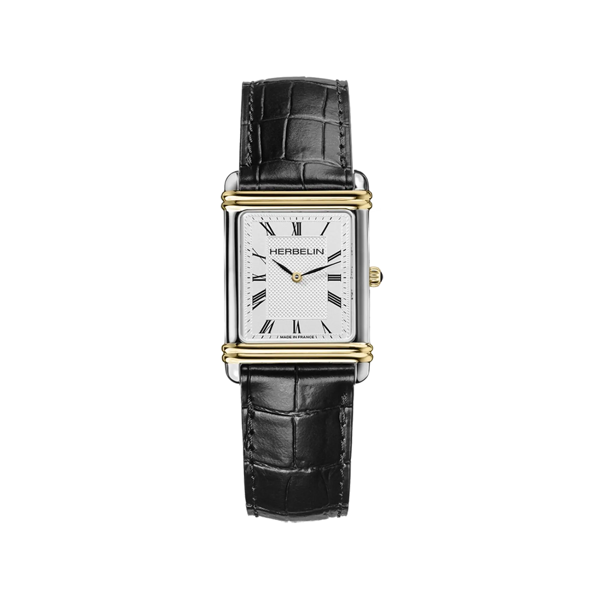 herbelin-art-d-co-homme-quartz-acier-bicolore-cuir-noir image 1