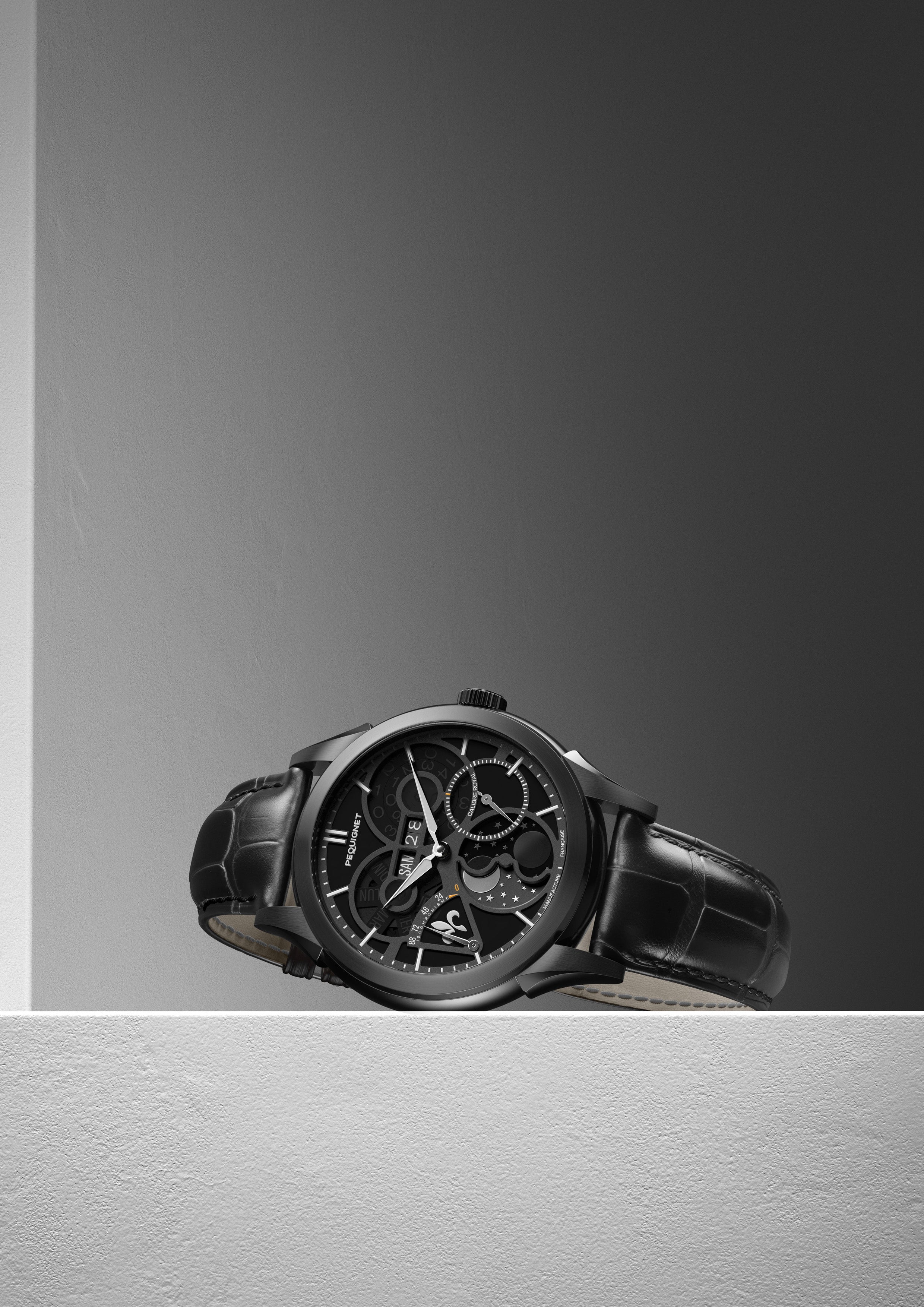 pequignet-royale-saphir-noir-nuit-42-mm-montre-homme-calibre-royal image 3
