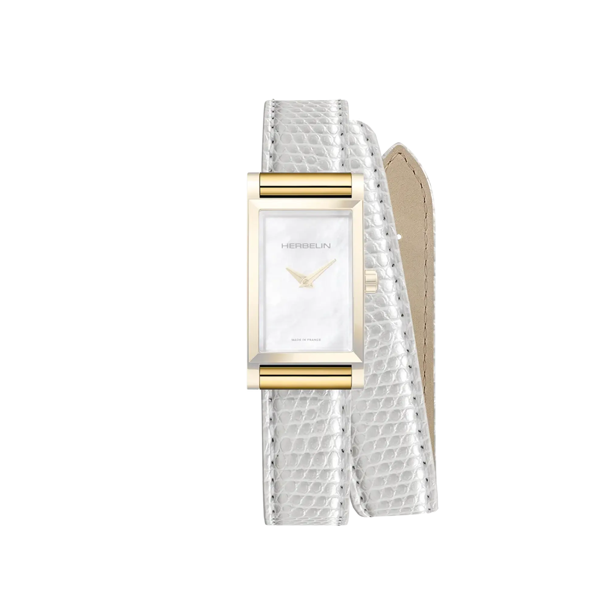 herbelin-antar-s-bracelet-double-tour-cuir-blanc-iguane-2 image 2