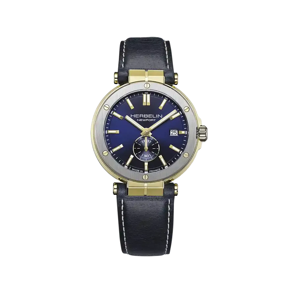 herbelin-newport-montre-quartz-homme-40-5-mm-acier-bicolore-cuir-bleu image 1