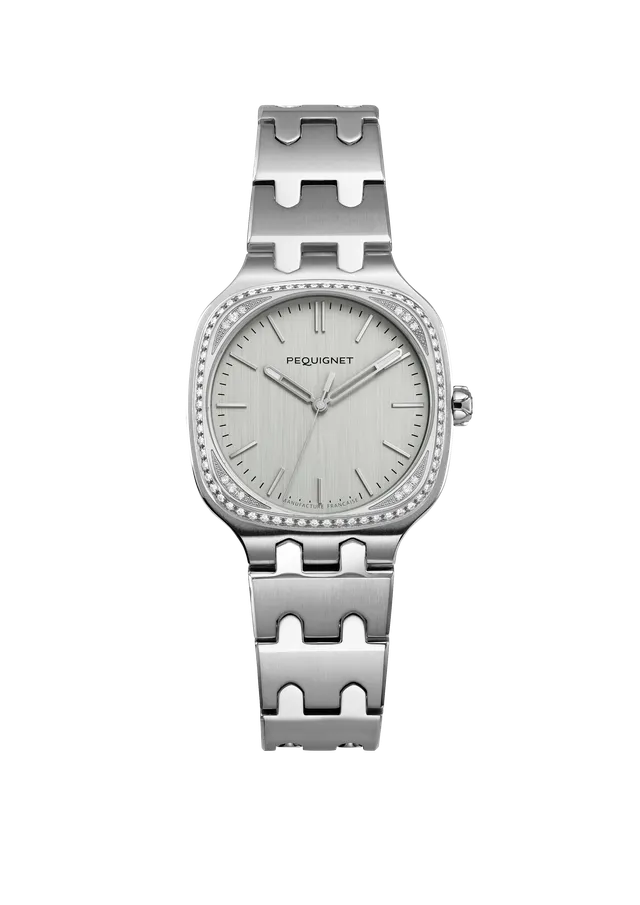 pequignet-concorde-montre-sertie-cadran-argent-lunette-diamants-v-ritables image 1