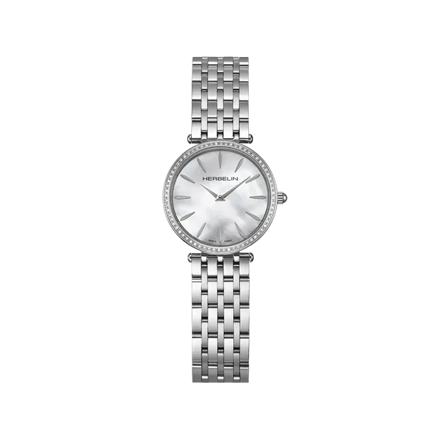 herbelin-epsilon-quartz-montre-femme-nacre-diamants-acier-28-mm image 1