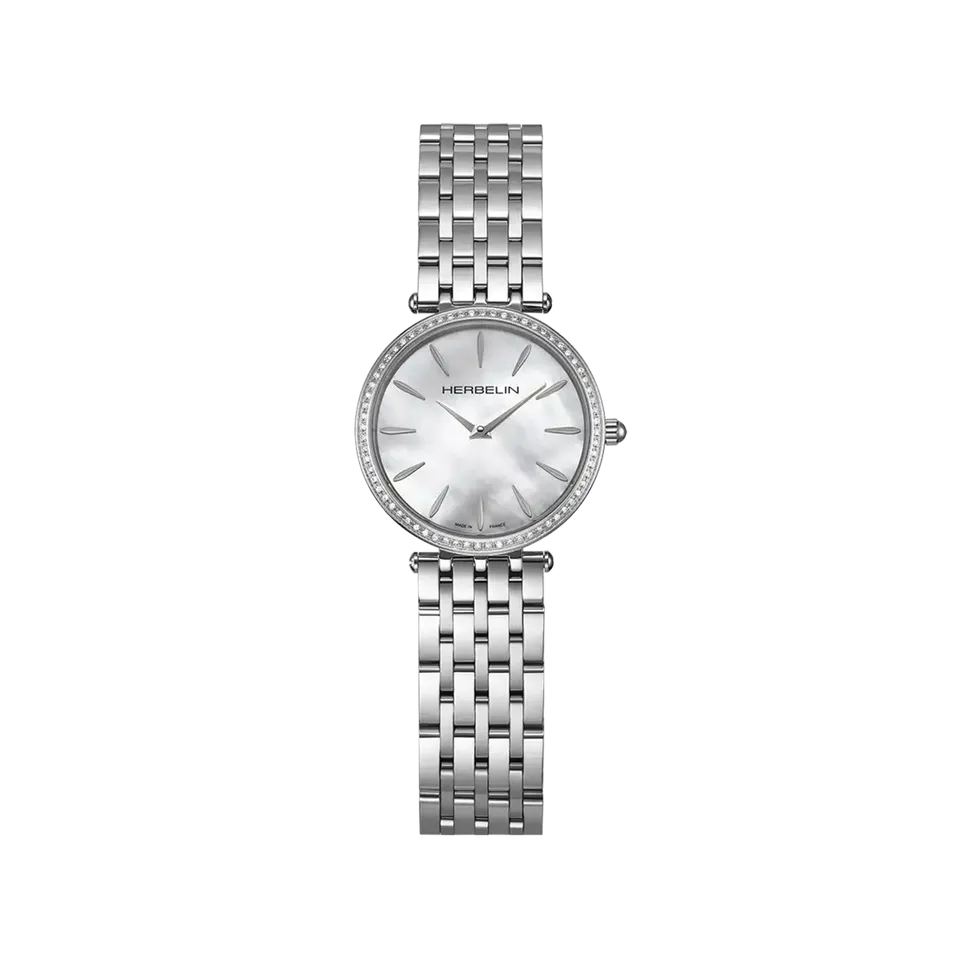 herbelin-epsilon-quartz-montre-femme-nacre-diamants-acier-28-mm image 1