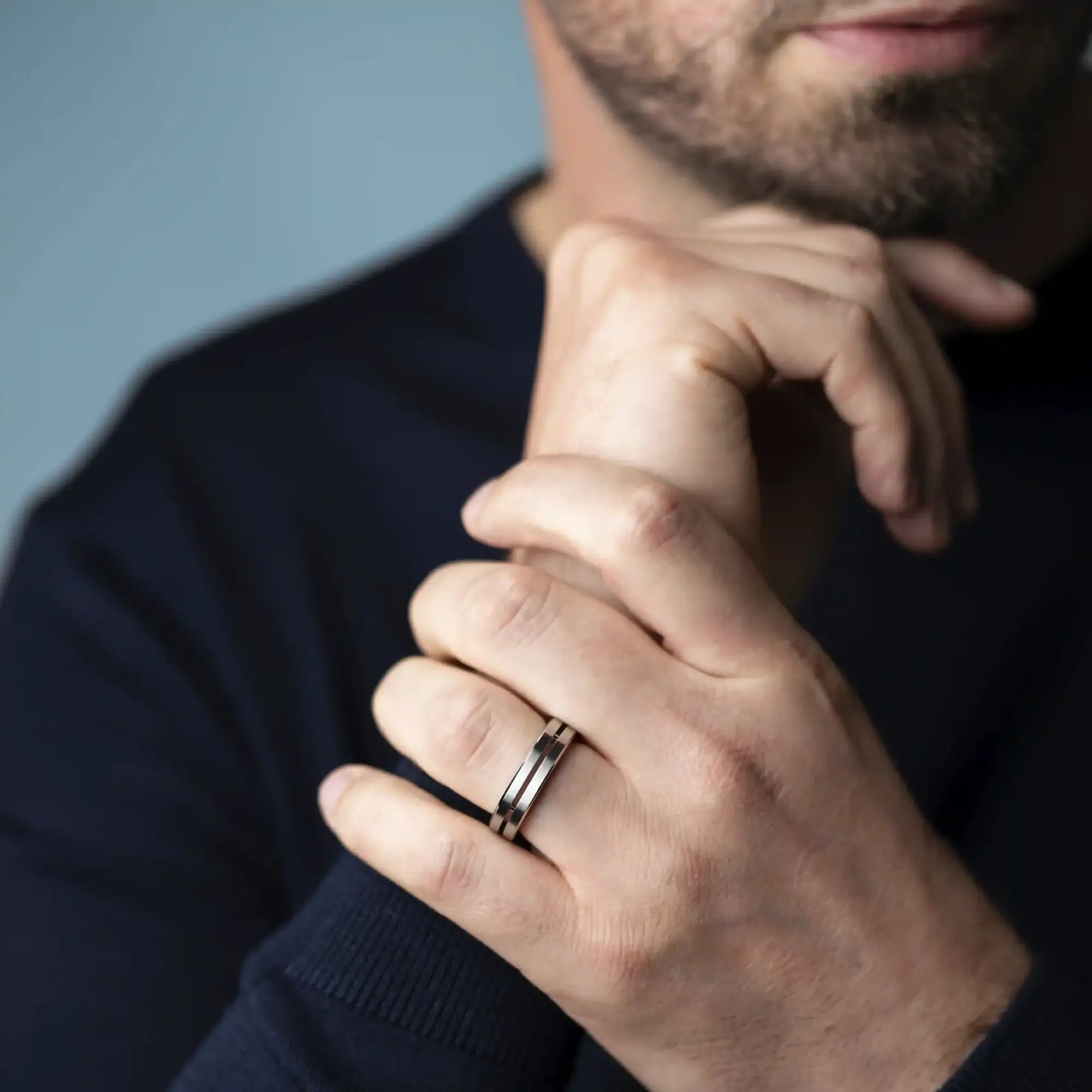 herbelin-newport-duo-bague-homme-acier-bross-et-poli image 2
