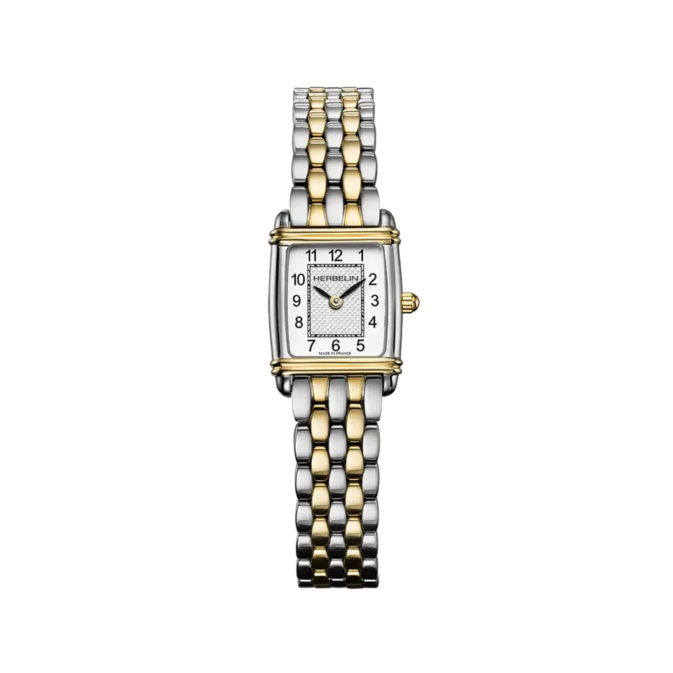 herbelin-art-d-co-tonneau-quartz-bicolore-mini-montre-femme-xs-17-8-x-19-4-mm image 1