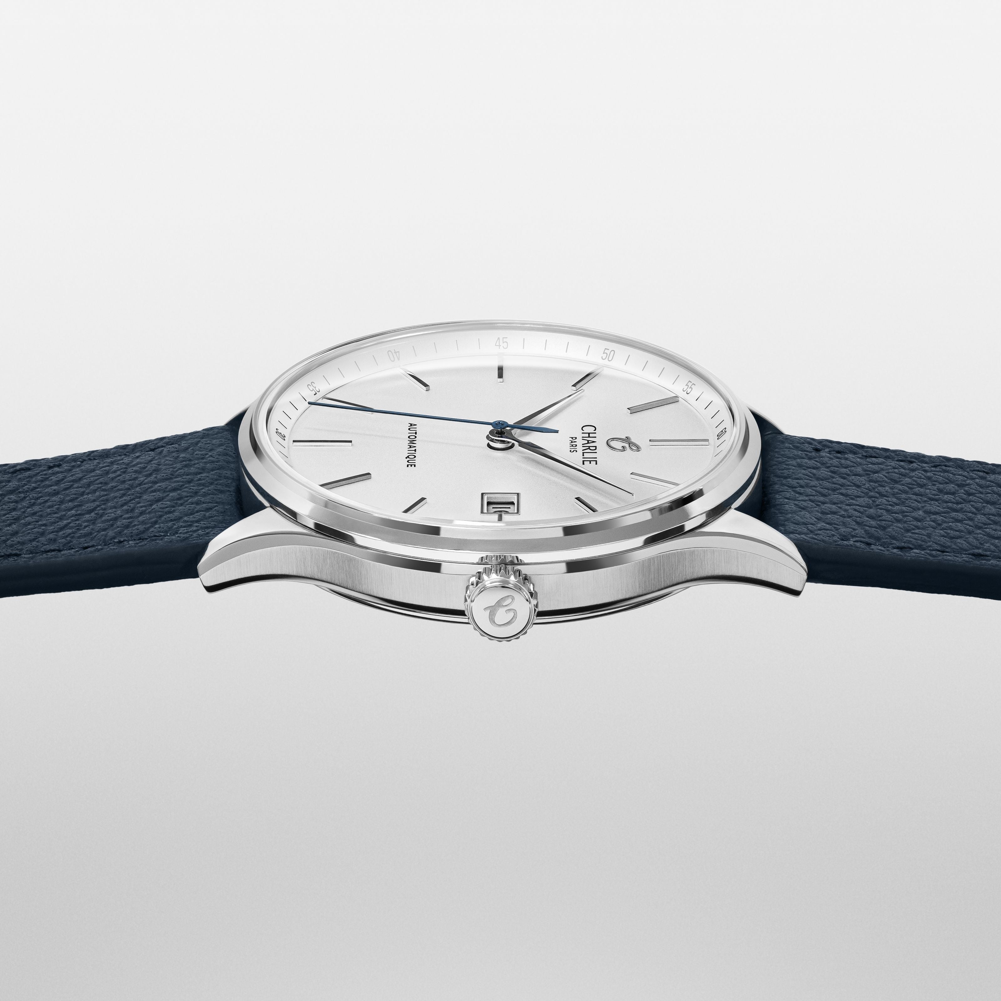 charlie-paris-initial-slim-blanc-montre-homme-automatique-40-mm-cadran-blanc-aci image 7