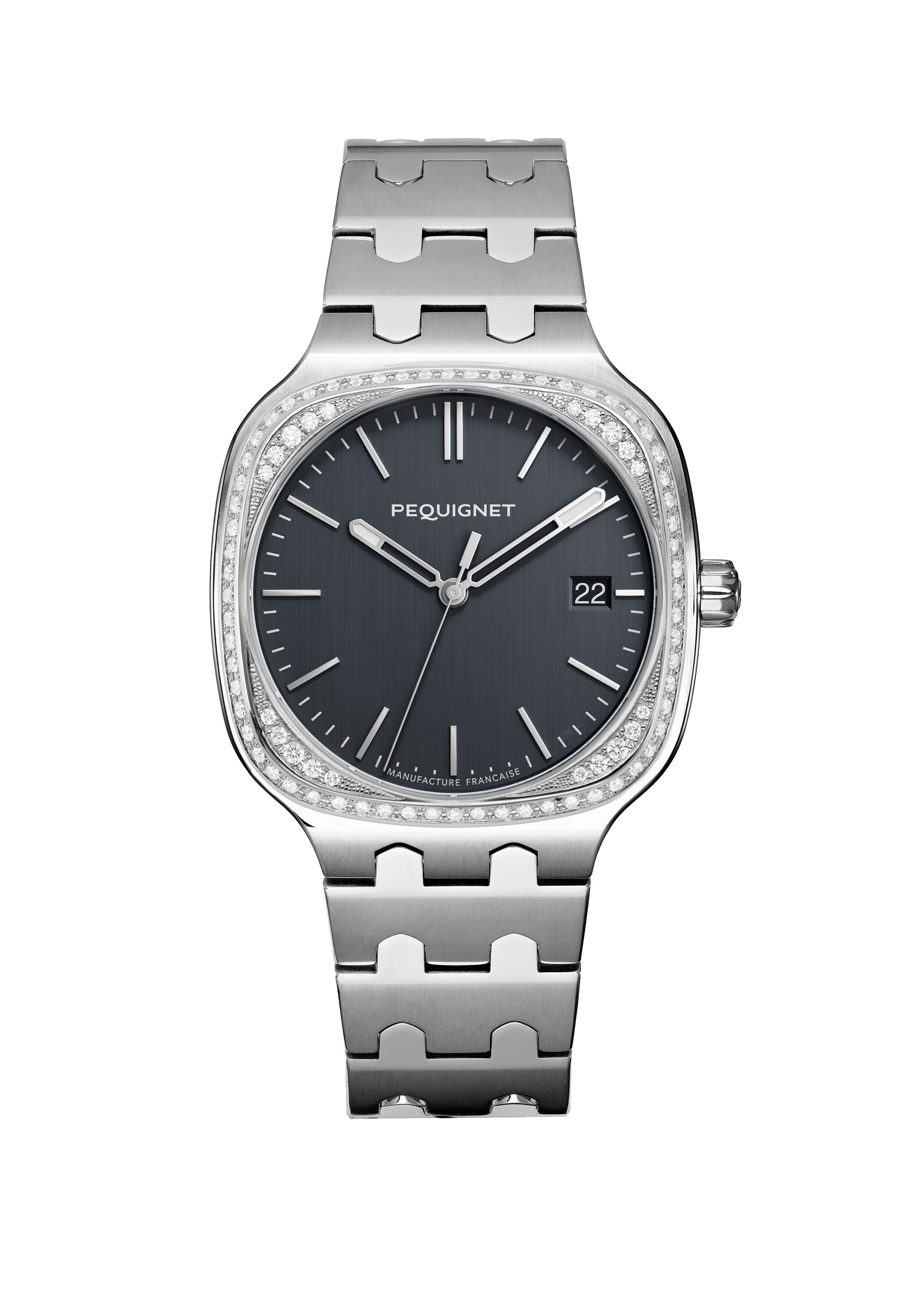 pequignet-concorde-gris-anthracite-lunette-diamants-calibre-initial-femme image 1