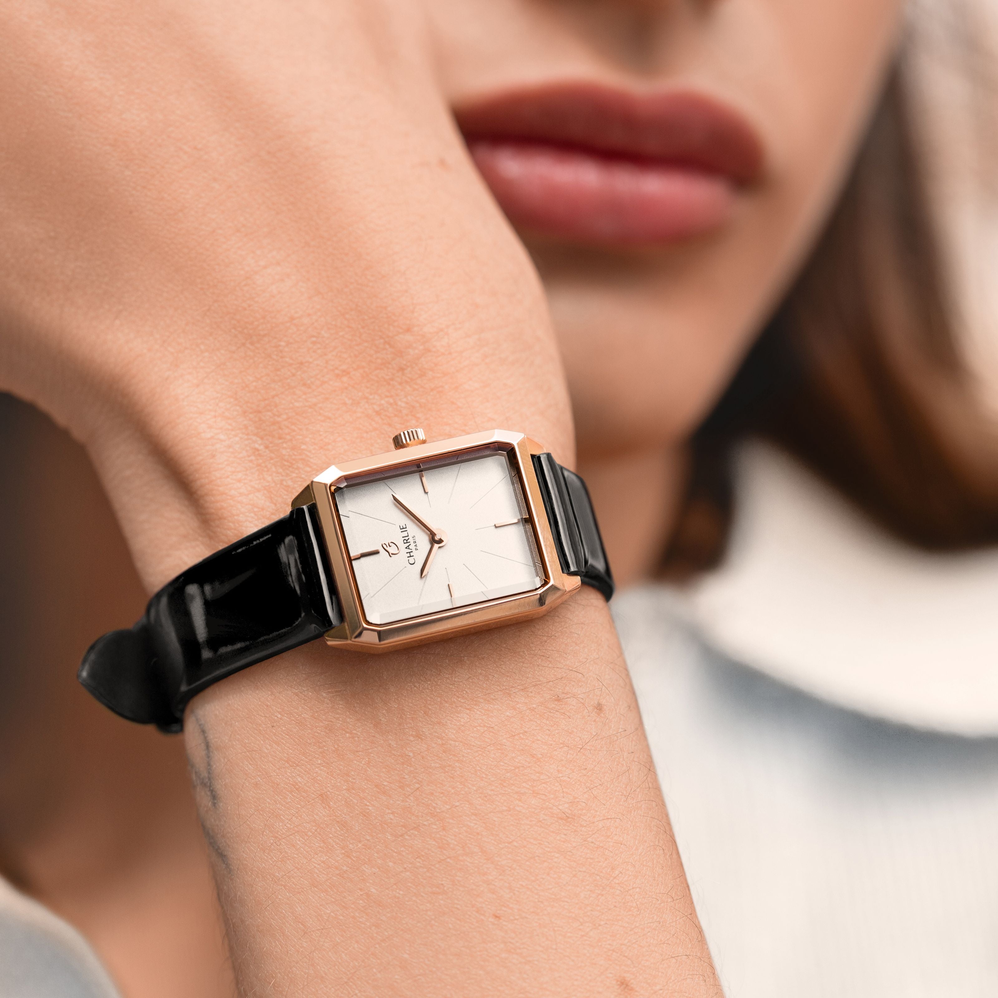 charlie-paris-bracelet-montre-cuir-vernis-noir-14mm image 2