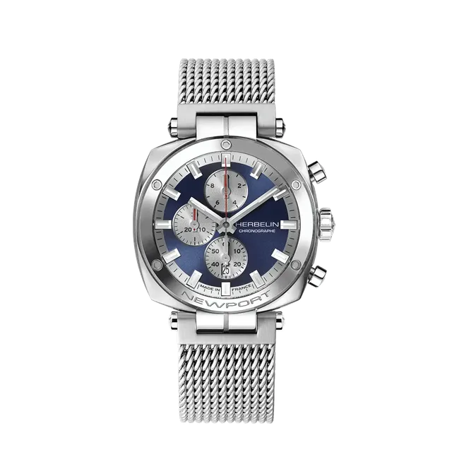 herbelin-newport-h-ritage-chronographe-maille-milanaise-homme image 1