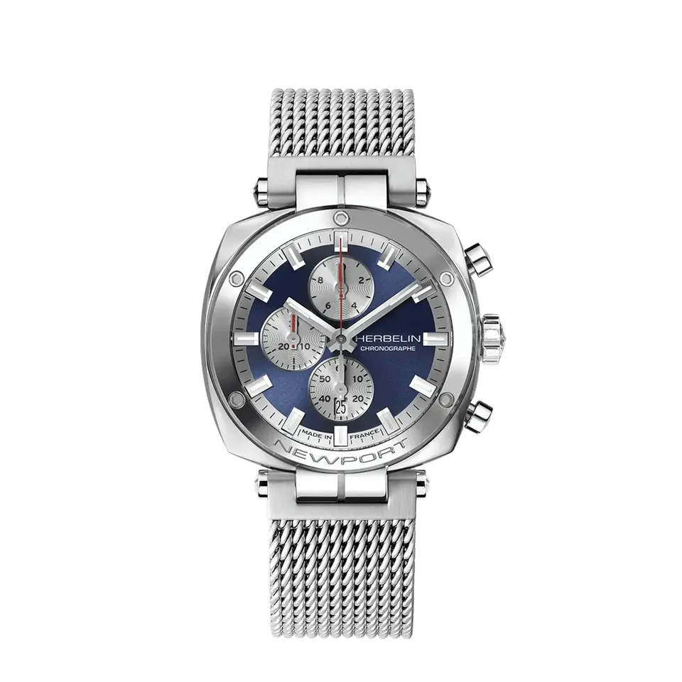 herbelin-newport-h-ritage-chronographe-maille-milanaise-homme image 1