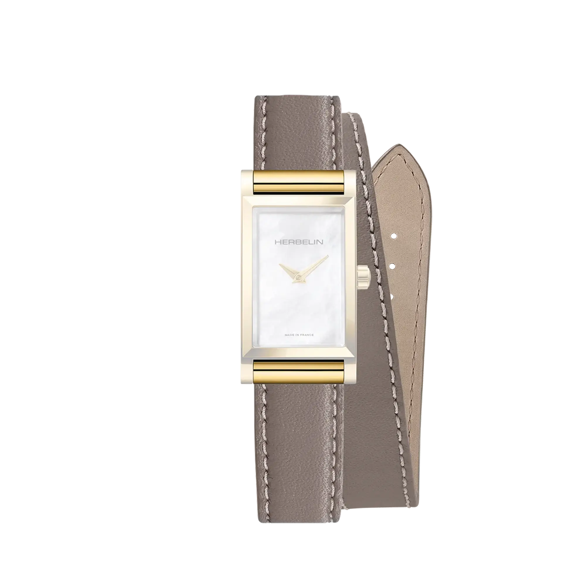 herbelin-antar-s-bracelet-double-tour-beige-taupe-bracelet-cuir-femme-interchang image 2