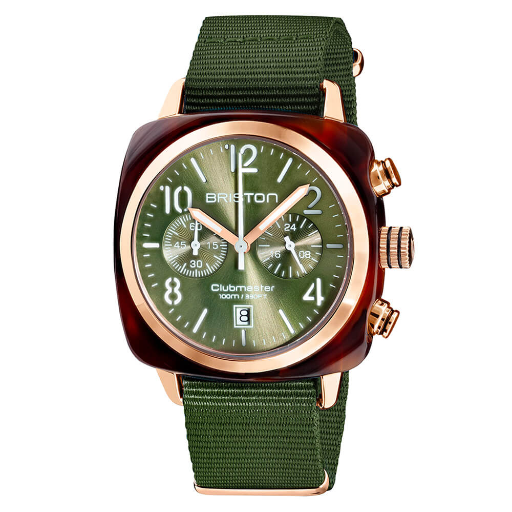 briston-clubmaster-classic-chrono-40-mm-rose-gold-vert-olive-montre-chronographe image 1