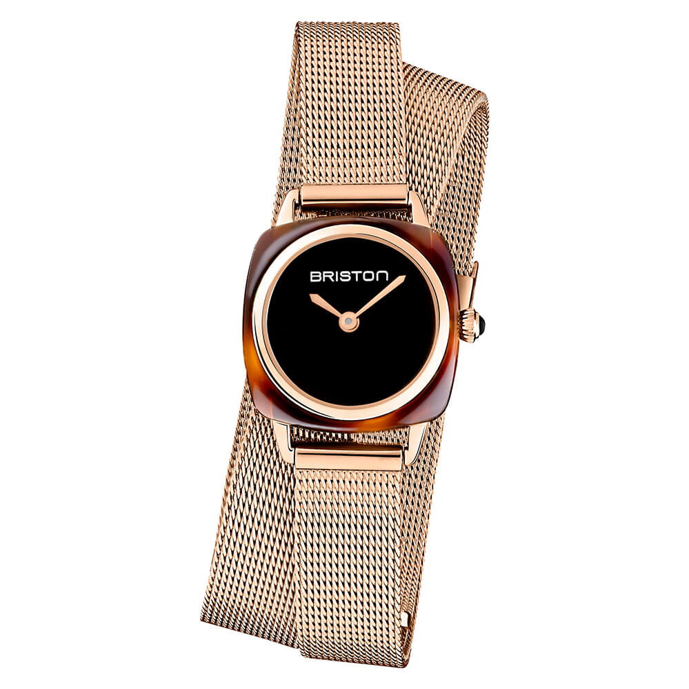 briston-clubmaster-lady-bracelet-maille-milanaise-double-tour-12-mm-or-rose image 2