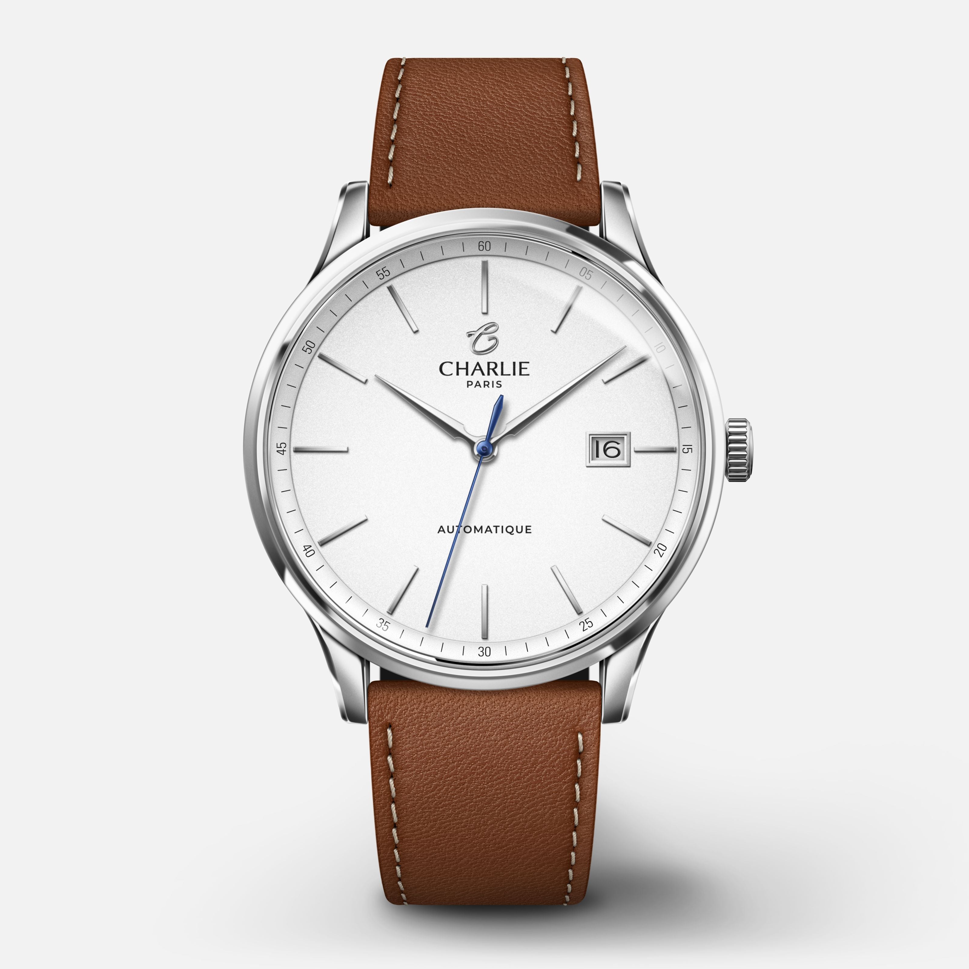 charlie-paris-initial-slim-blanc-montre-homme-automatique-40-mm-cadran-blanc-aci image 1