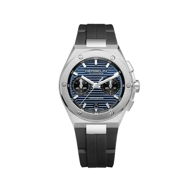 herbelin-cap-camarat-chronographe-automatique-montre-homme-bleu-fkm-noir image 1