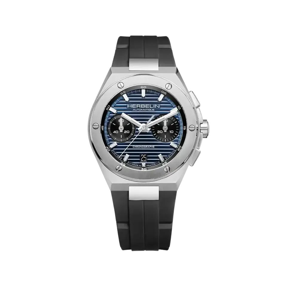herbelin-cap-camarat-chronographe-automatique-montre-homme-bleu-fkm-noir image 1
