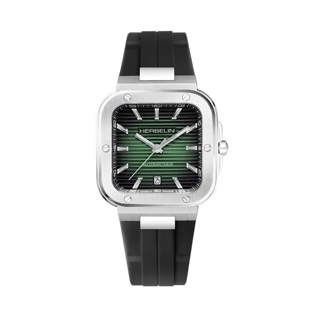 herbelin-cap-camarat-square-automatique-vert-montre-homme-acier-bracelet-caoutch image 1