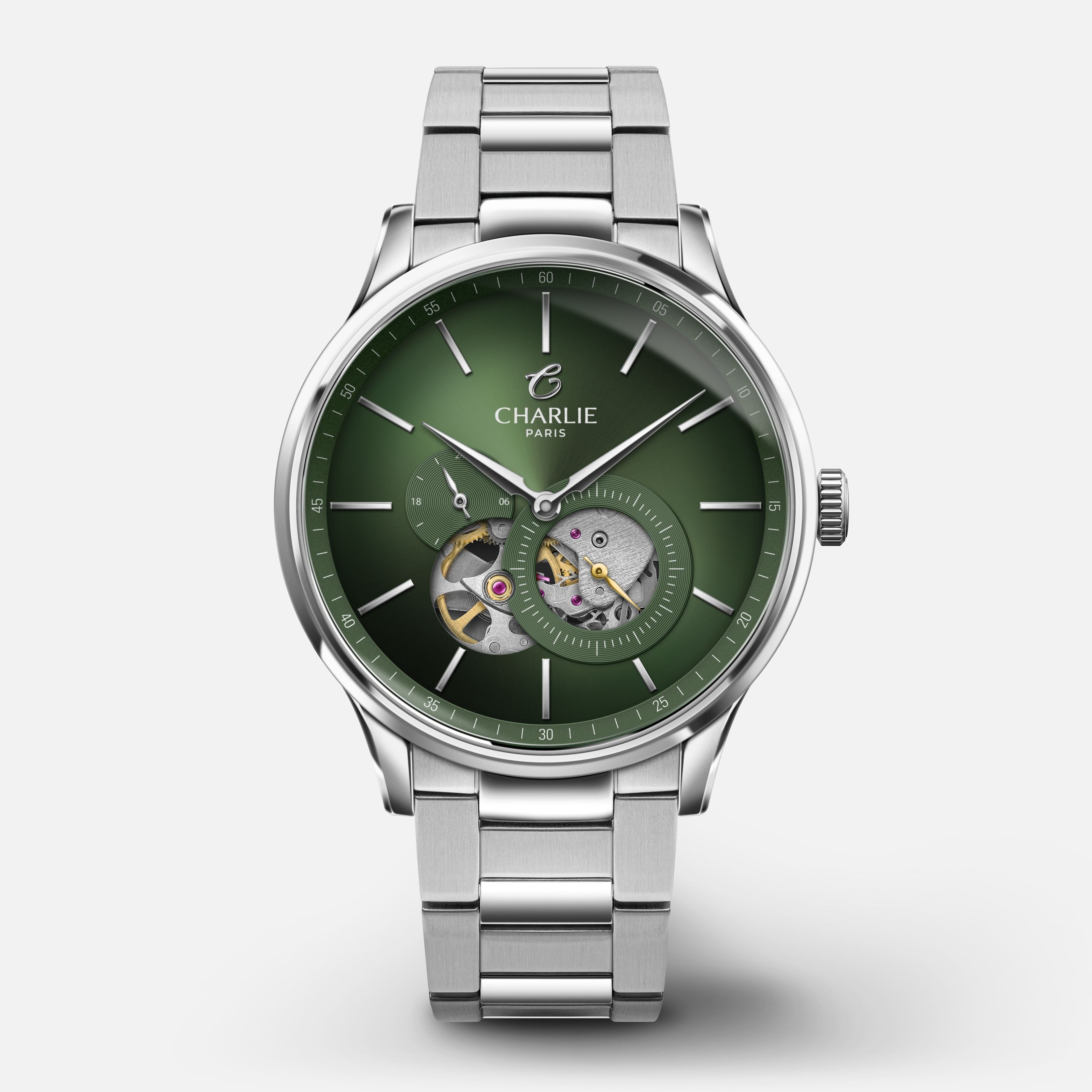 charlie-paris-initial-c-ur-ouvert-montre-automatique-homme-40mm-sauge image 1