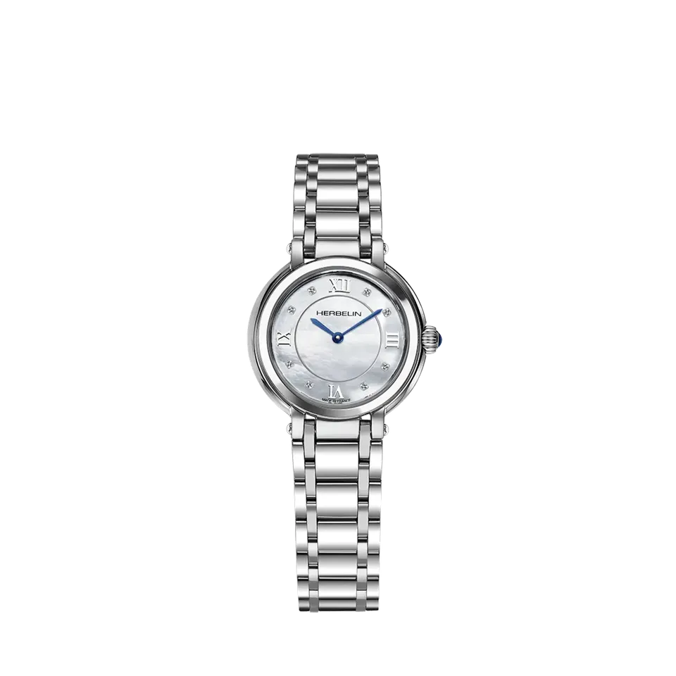 herbelin-galet-quartz-acier-zirconium-nacre-blanche-femme image 1