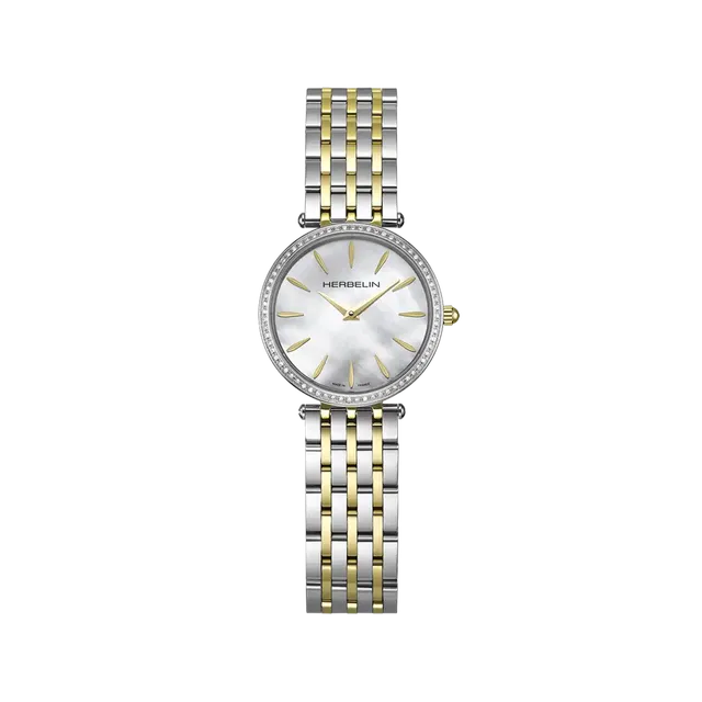 herbelin-epsilon-quartz-montre-femme-nacre-diamants-bicolore-28-mm image 1