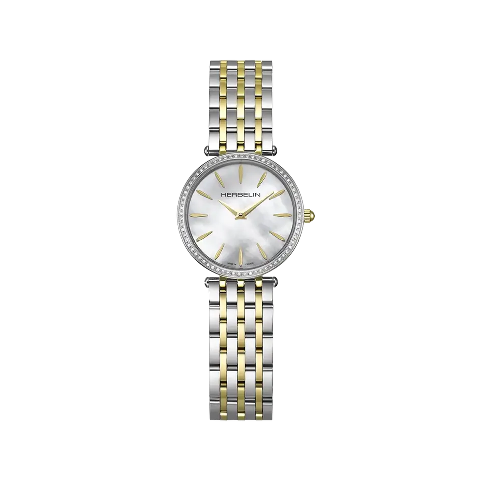 herbelin-epsilon-quartz-montre-femme-nacre-diamants-bicolore-28-mm image 1