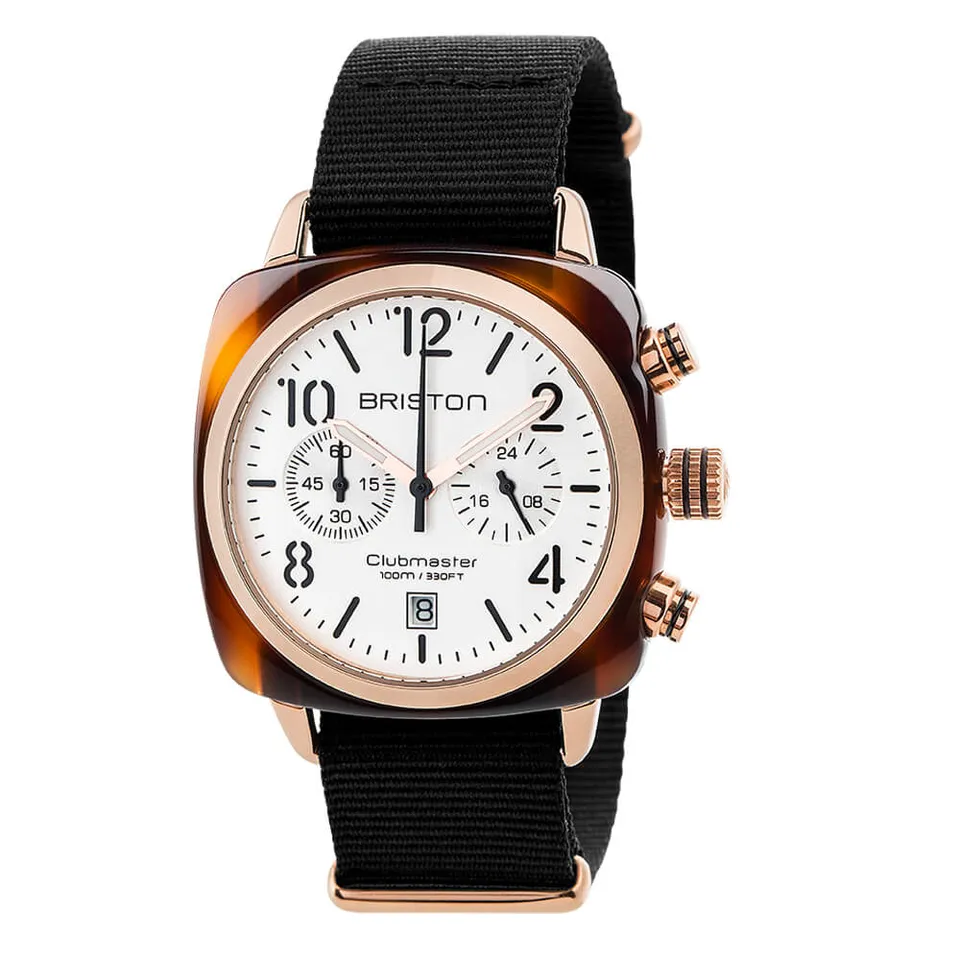 briston-clubmaster-classic-montre-chronographe-quartz-40-mm-or-rose-blanc image 1