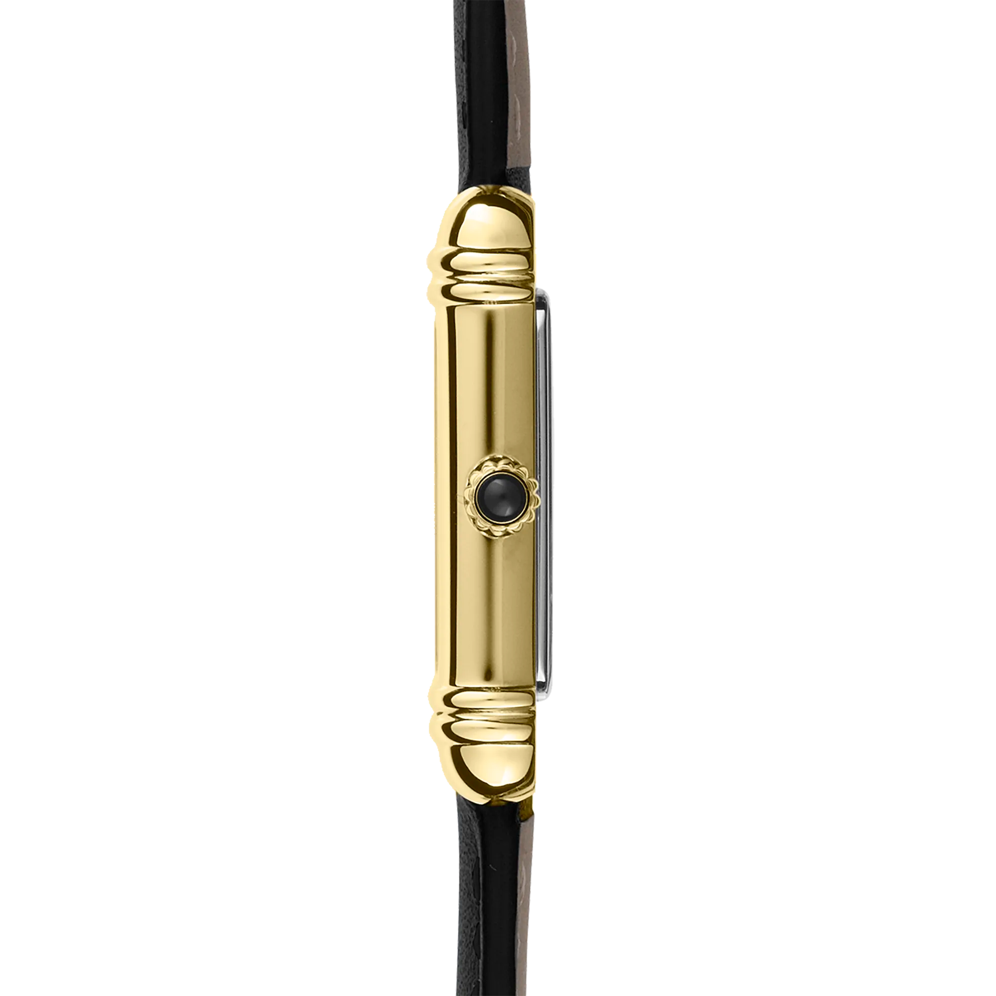 herbelin-art-d-co-quartz-acier-dor-cuir-noir-montre-femme image 2