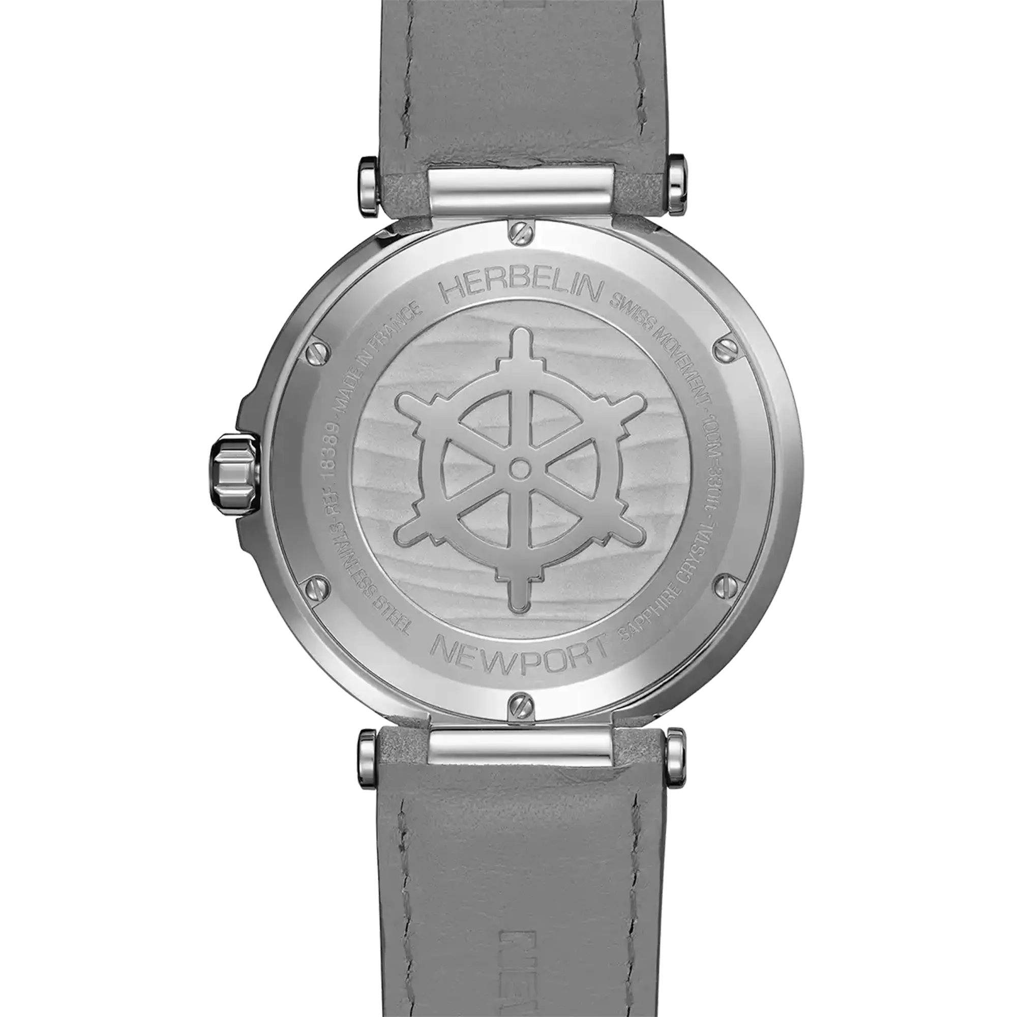 herbelin-newport-quartz-gris-cuir-gris-montre-homme-acier image 4