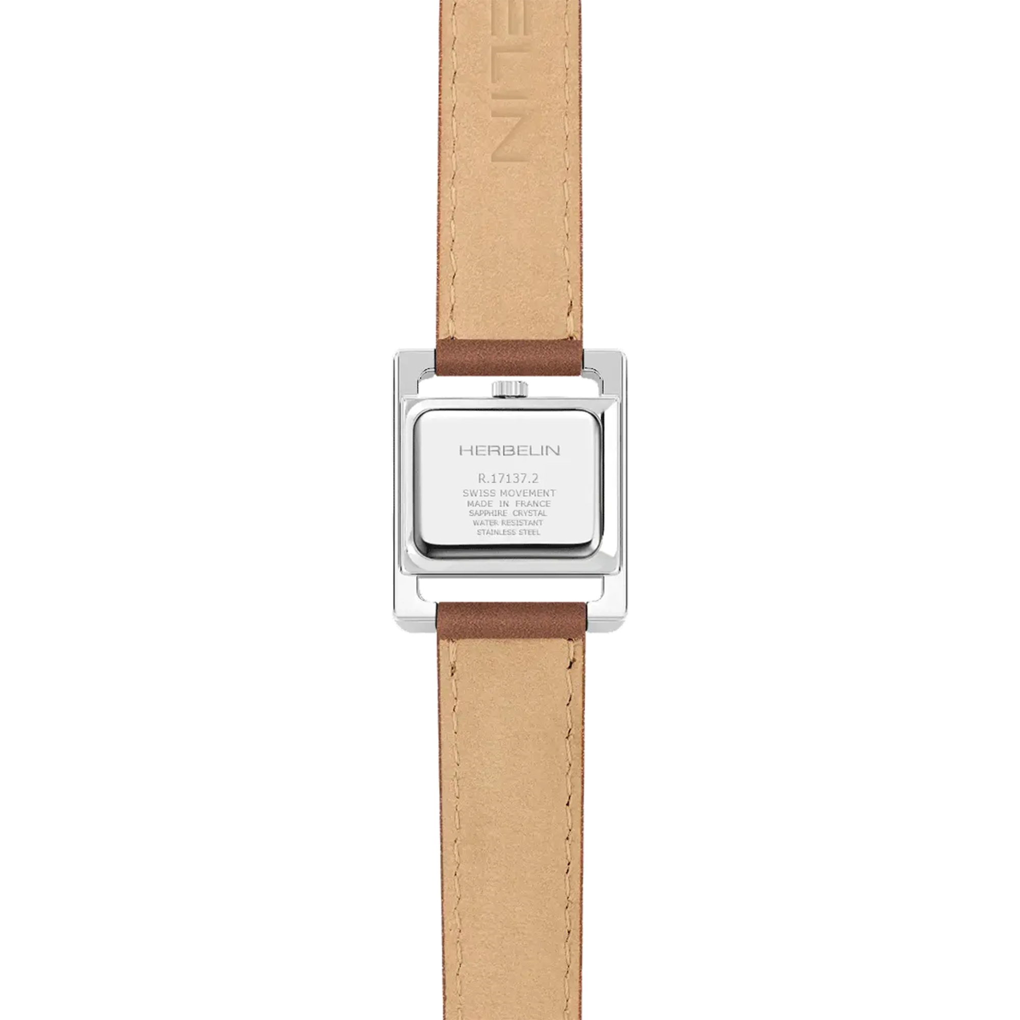 herbelin-ve-avenue-quartz-acier-cuir-camel-femme-couronne-midi image 4