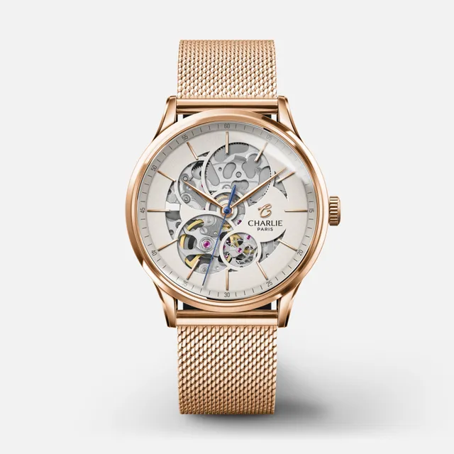 charlie-paris-initial-36-montre-automatique-femme-ajour-e-dor-rose-36-mm-2 image 1