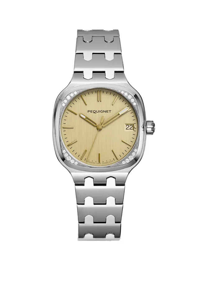 pequignet-concorde-cadran-dor-20-diamants-montre-sport-chic-automatique image 1