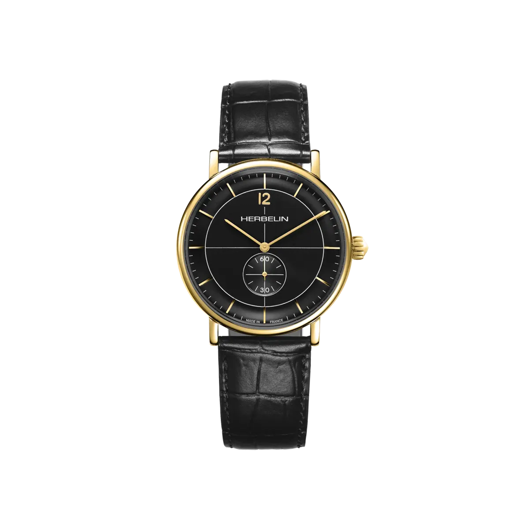 herbelin-inspiration-petite-seconde-cuir-noir-homme-40-mm image 1