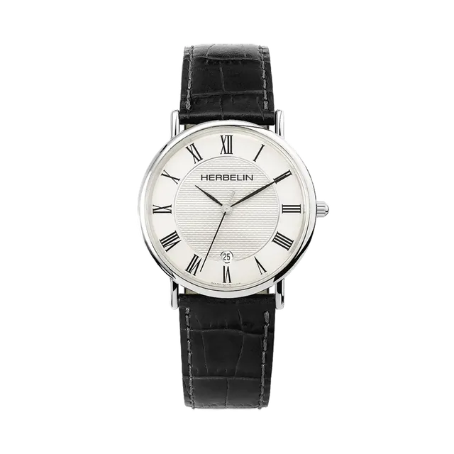 herbelin-classique-montre-quartz-acier-cuir-noir-homme image 1
