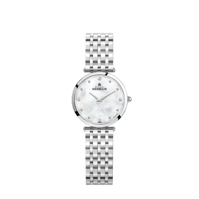 herbelin-epsilon-montre-quartz-femme-acier-diamants-cadran-nacre-blanche image 1