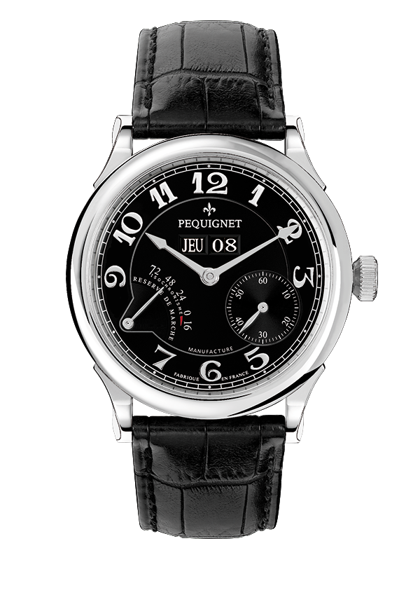 pequignet-royale-paris-montre-or-blanc-cadran-noir-chiffres-arabes image 1