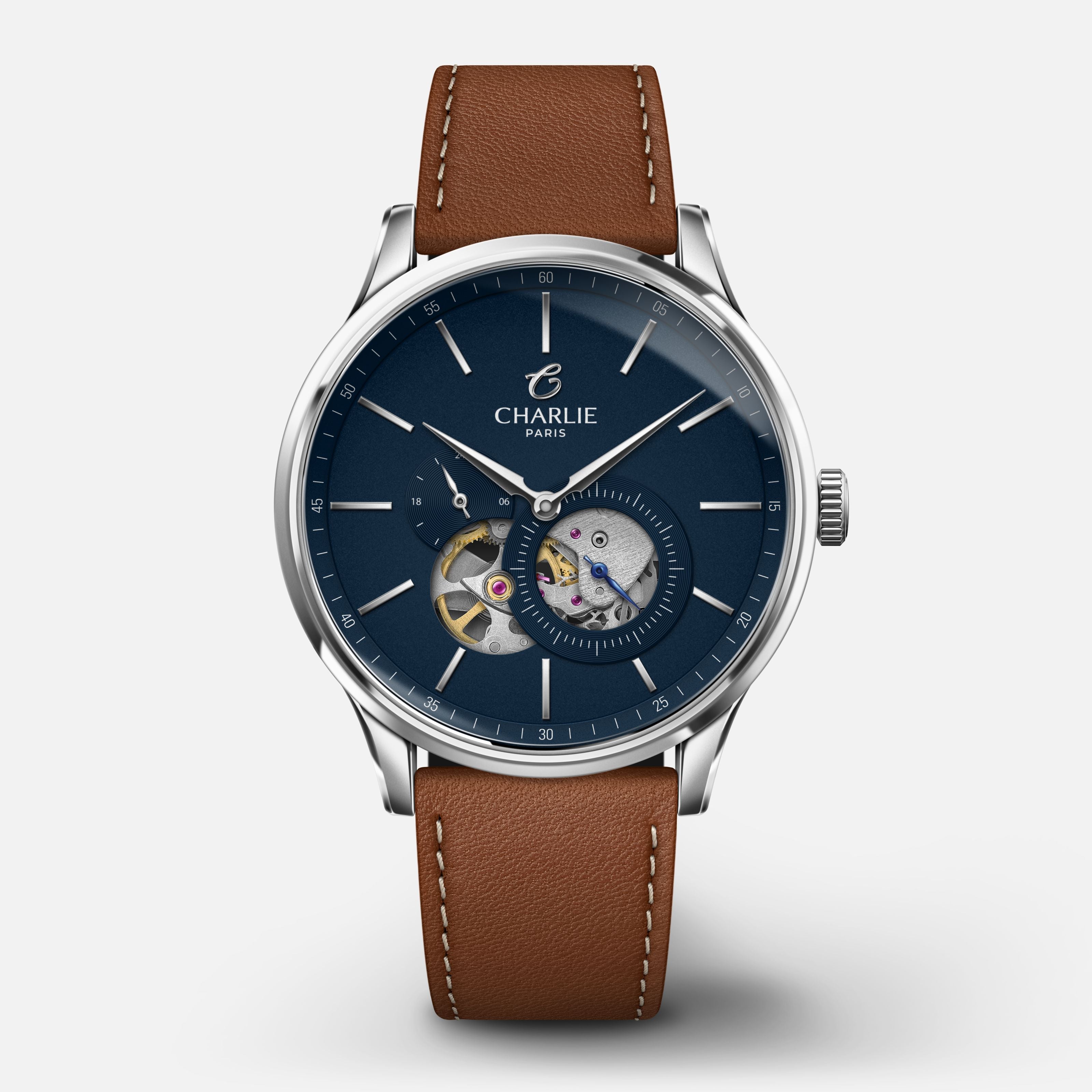 charlie-paris-initial-c-ur-ouvert-montre-automatique-homme-40mm-bleu-2 image 1