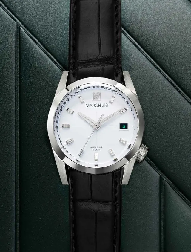 march-la-b-am89-automatique-steel-montre-homme-ronde-38-mm-cadran-blanc image 1