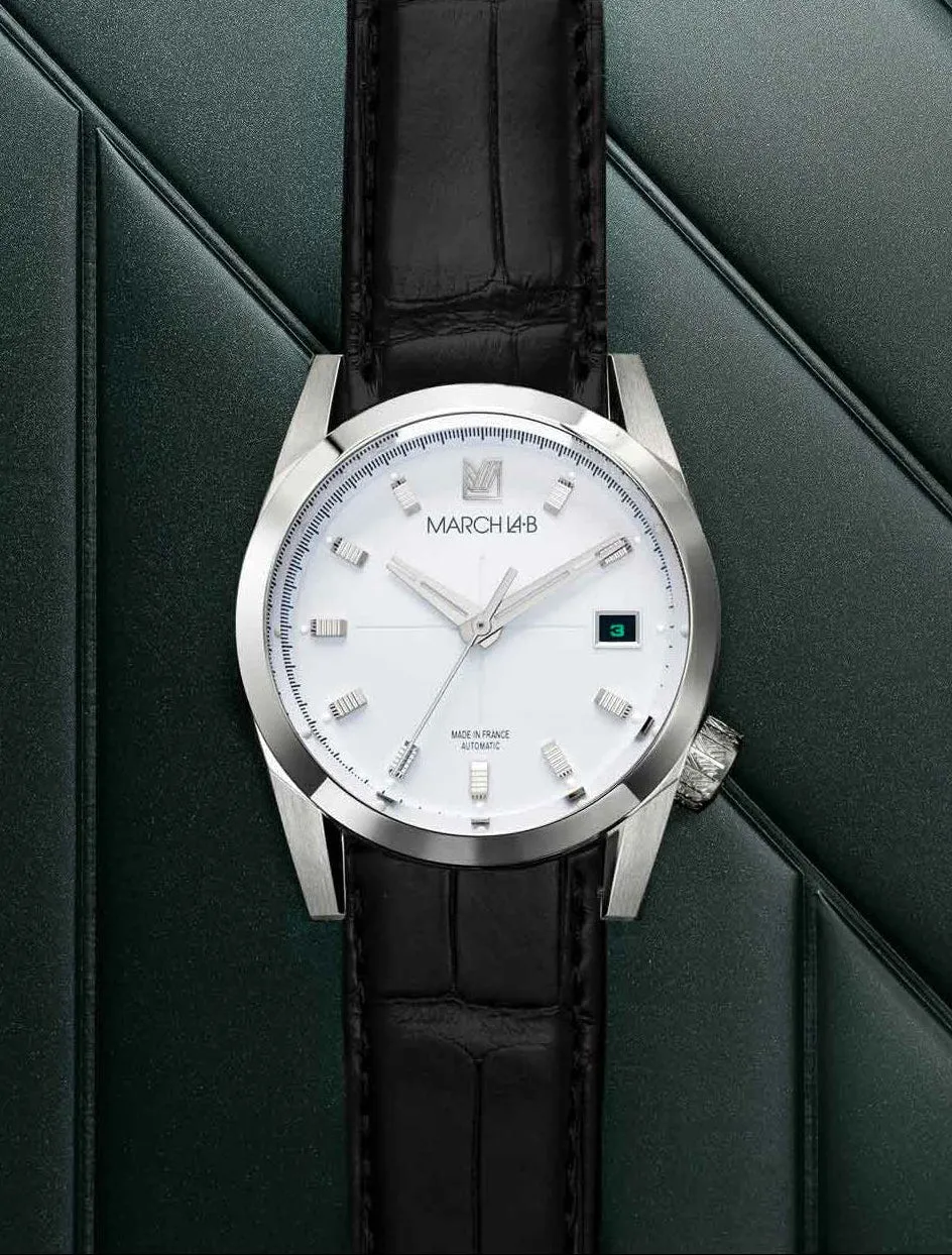 march-la-b-am89-automatique-steel-montre-homme-ronde-38-mm-cadran-blanc image 1