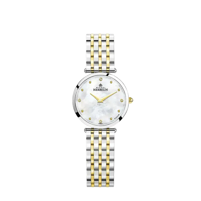 herbelin-epsilon-montre-quartz-femme-bicolore-pvd-or-jaune-diamants-nacre image 1