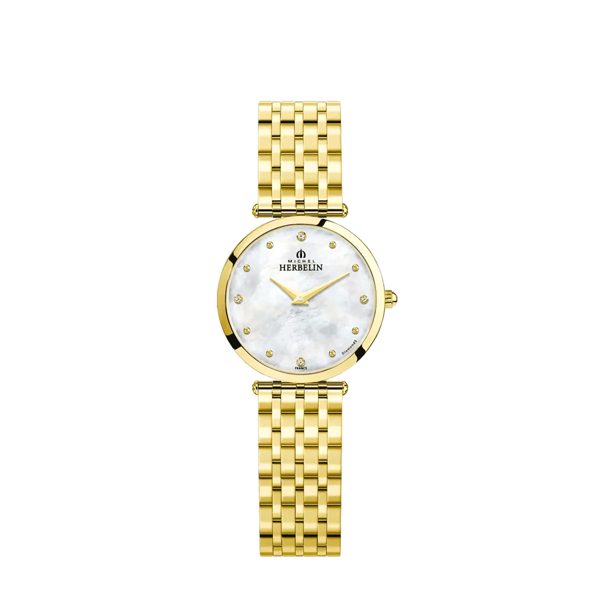herbelin-epsilon-quartz-pvd-or-jaune-diamants-femme-nacre-blanche image 1