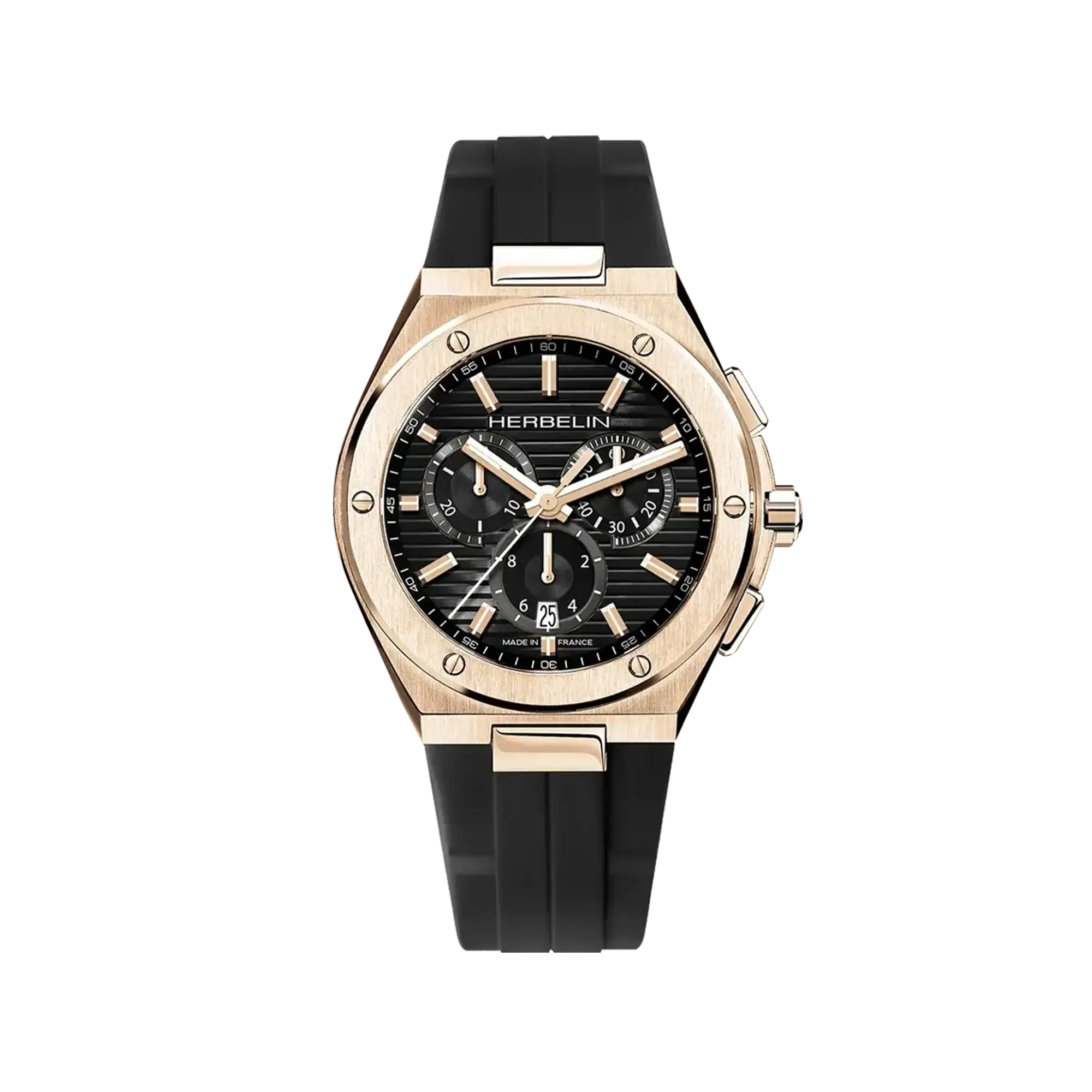 herbelin-cap-camarat-chronographe-42-mm-noir-pvd-or-rose-montre-homme-quartz image 1