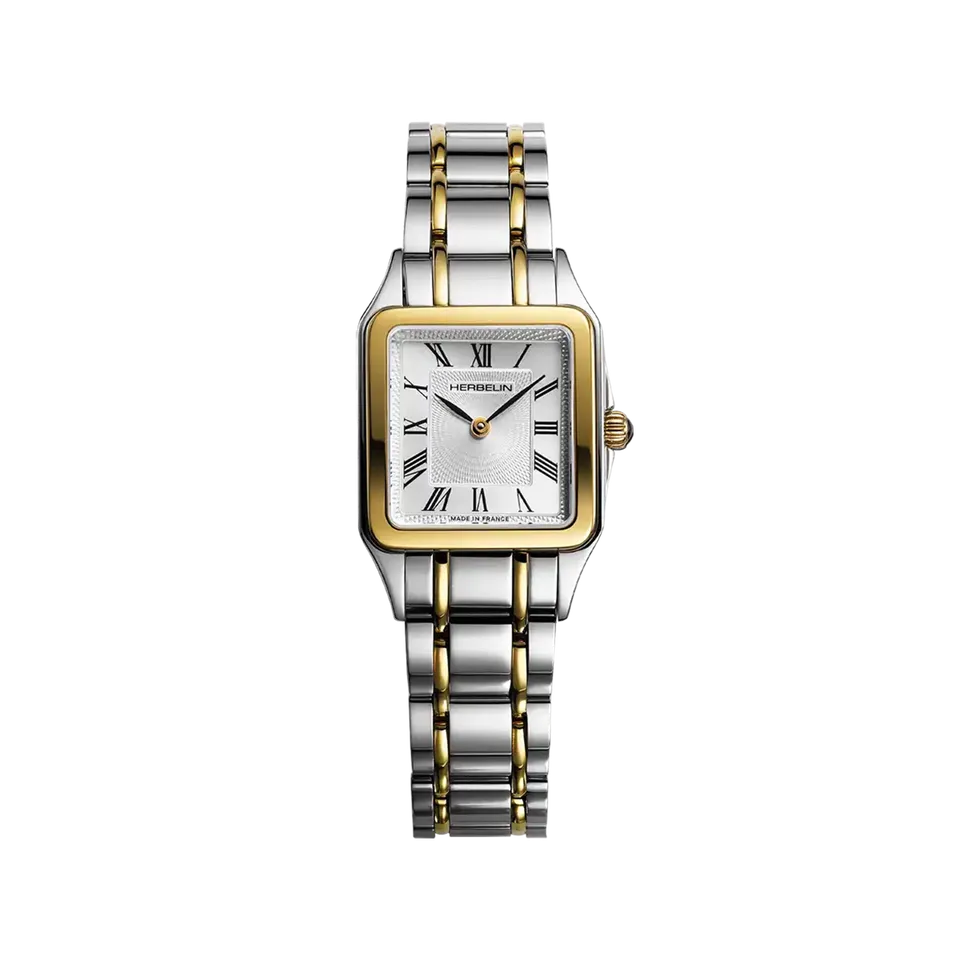 herbelin-luna-quartz-femme-acier-bicolore-cadran-guilloch-chiffres-romains image 1