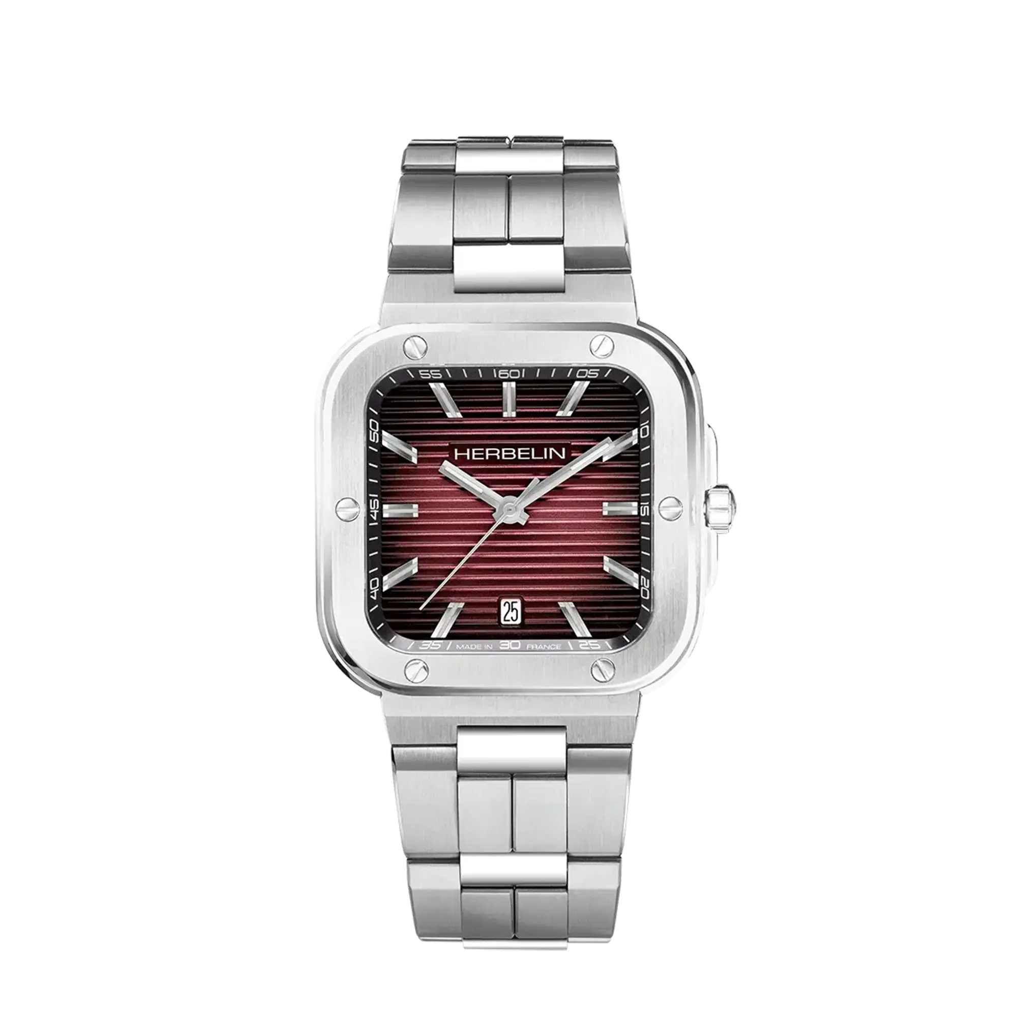 herbelin-cap-camarat-square-quartz-acier-rouge-homme image 1