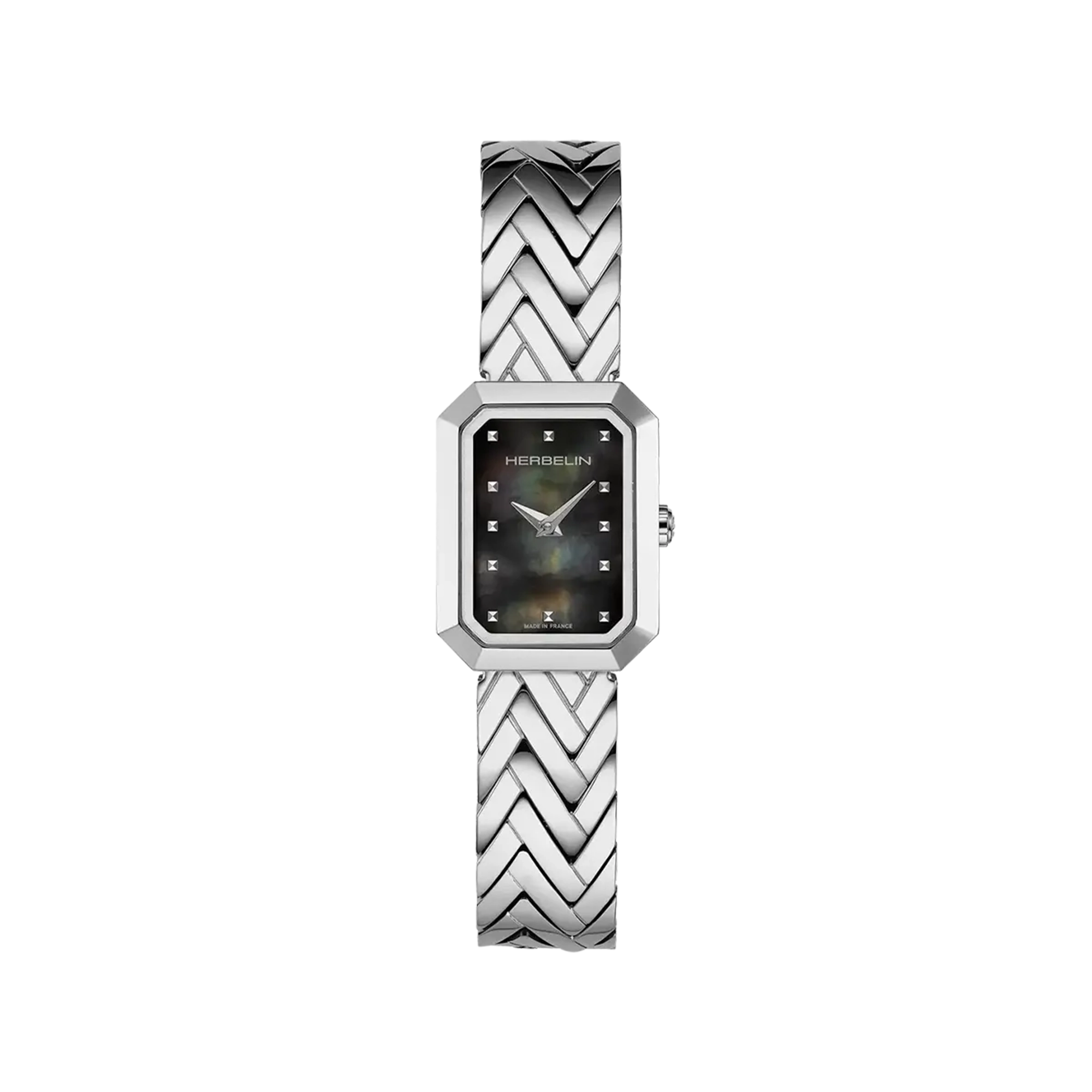 herbelin-octog-ne-chevrons-acier-nacre-noire-femme image 1