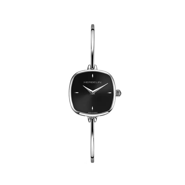 herbelin-fil-montre-femme-carr-e-acier-cadran-noir image 1