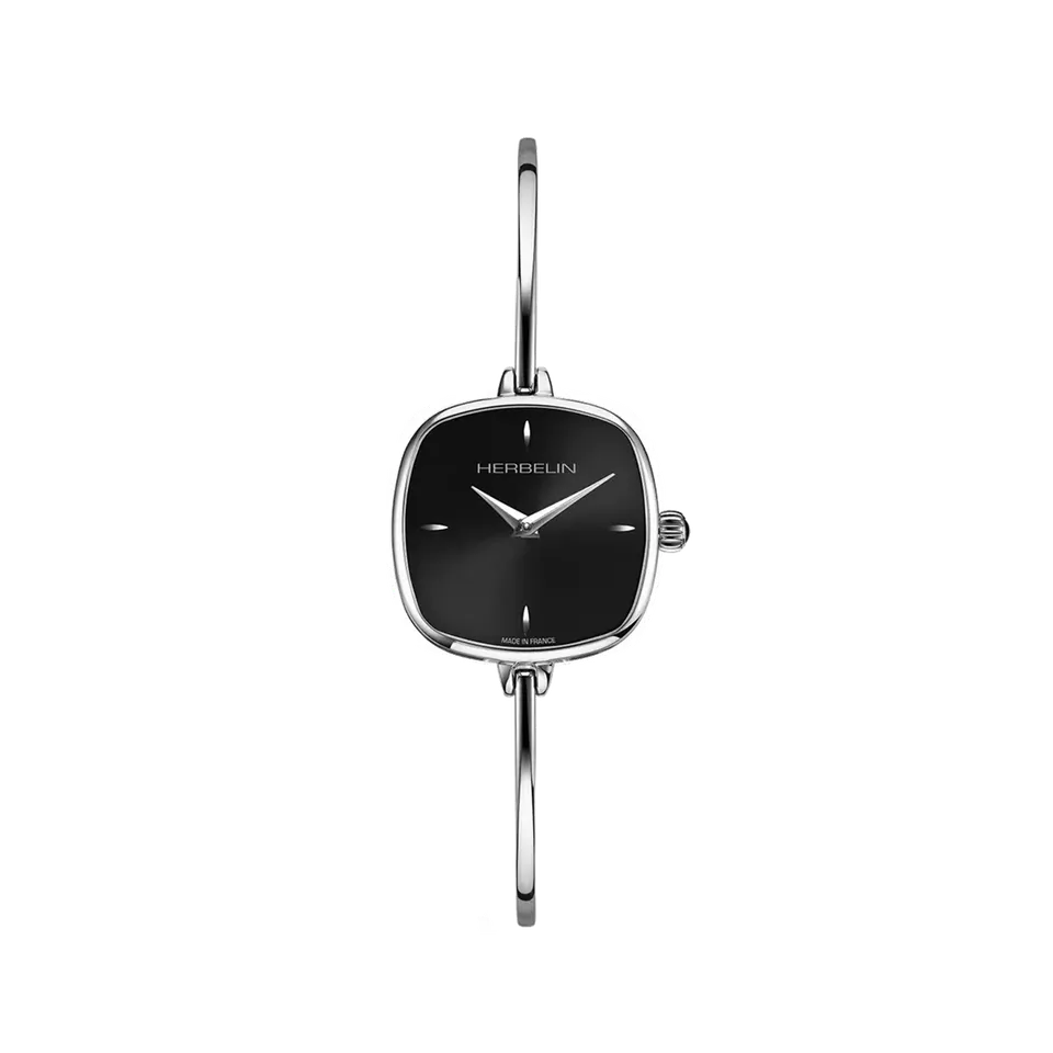 herbelin-fil-montre-femme-carr-e-acier-cadran-noir image 1
