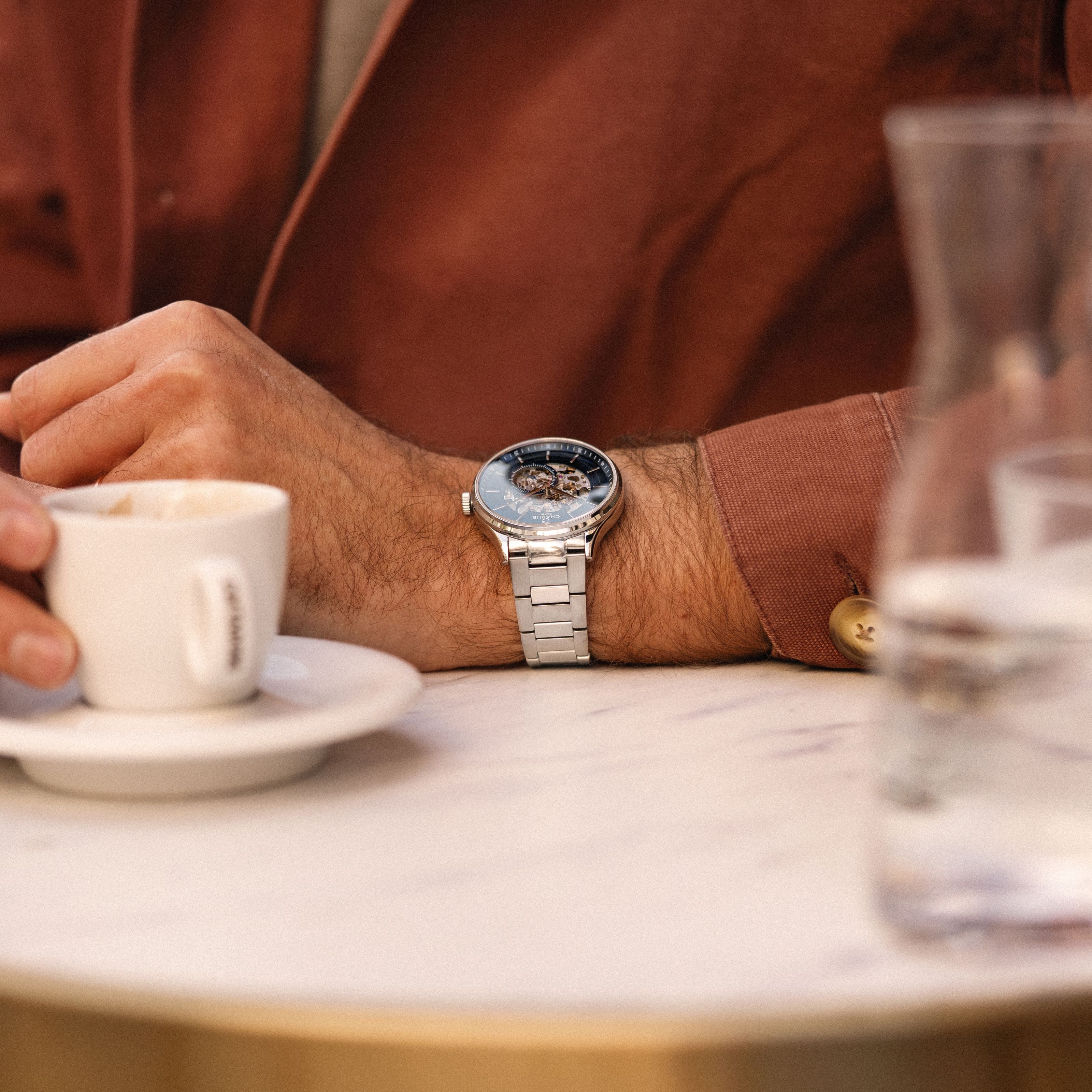 charlie-paris-initial-squelette-bleu-montre-automatique-homme-40mm image 2