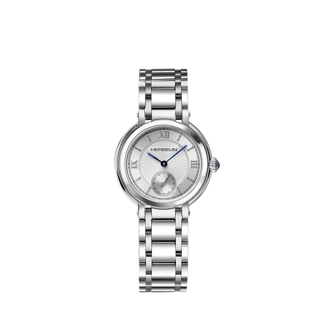 herbelin-galet-petite-seconde-acier-montre-femme-quartz-argent-guilloch image 1