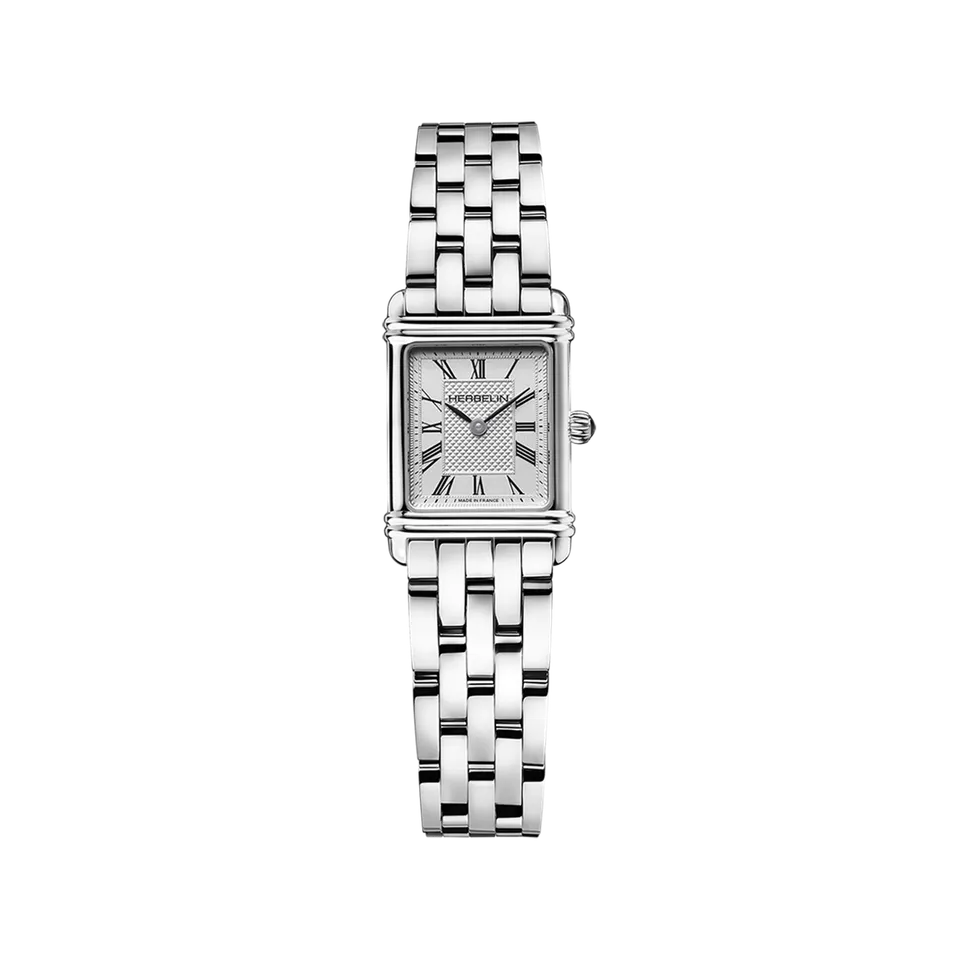 herbelin-art-d-co-quartz-femme-montre-acier-chiffres-romains image 1