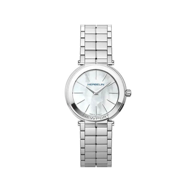 herbelin-newport-slim-femme-acier-316l-nacre-blanche-quartz image 1